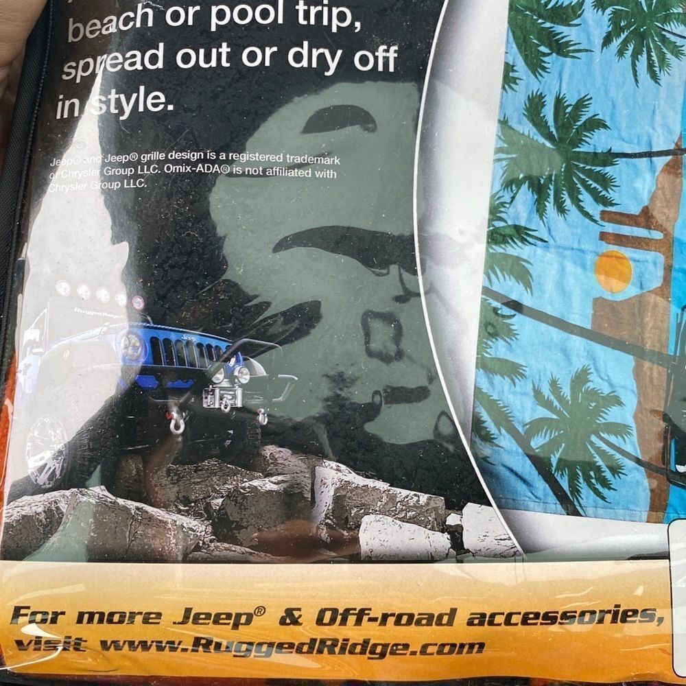 Rugged Ridge 14230.01‎ Beach Towel. Jeep On The Beach ( Ready To Rock) New